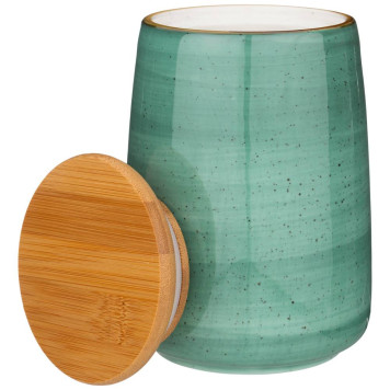 Банка с деревянной крышкой "NATURE" 17*12 см 1240 мл мятная (кор=16шт.) BRONCO 263-1105-1