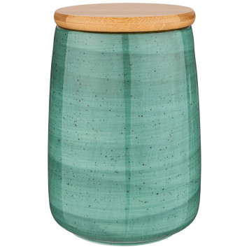 Банка с деревянной крышкой "NATURE" 17*12 см 1240 мл мятная (кор=16шт.) BRONCO 263-1105