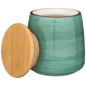 Банка с деревянной крышкой "NATURE" 13*12 см 900 мл мятная (кор24шт.) BRONCO 263-1106-1