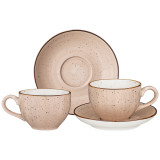 Чайный набор "NATURE" на 2 пер. 4 пр. 220 мл бежевый (кор=12наб.) BRONCO 263-1112