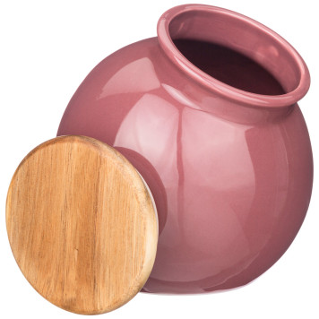 Банка с деревянной крышкой "FUSION" 16,5*14,5*15 см брусничная 1250мл (кор=24шт.) BRONCO 263-1138-1