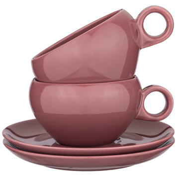 Чайный набор "FUSION" на 2 пер. 4 пр. 290 мл брусничный (кор=12наб.) BRONCO 263-1150-2