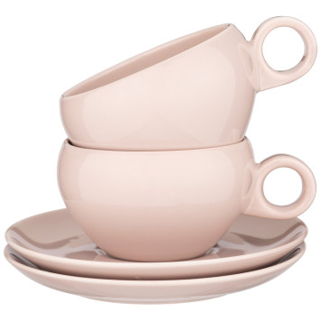 Чайный набор "FUSION" на 2 пер. 4 пр. 290 мл пудровый (кор=12наб.) BRONCO 263-1151-2