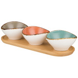 Набор салатников на дерев. подставке "NATURE" 4 предмета (кор=16наб.) BRONCO 263-1267