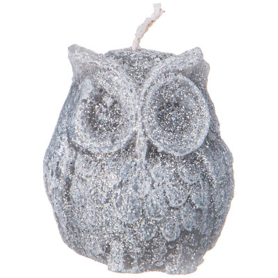 Свеча фигурная "СОВА" серая с блеском 5*4,5 см BRONCO 315-340