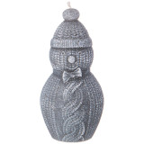 Свеча фигурная "СНЕГОВИК" серая с блеском 9*5,5 см BRONCO 315-348