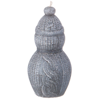 Свеча фигурная "СНЕГОВИК" серая с блеском 9*5,5 см BRONCO 315-348-1