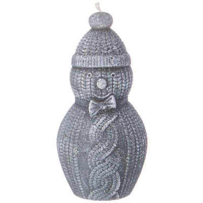 Свеча фигурная "СНЕГОВИК" серая с блеском 9*5,5 см BRONCO 315-348