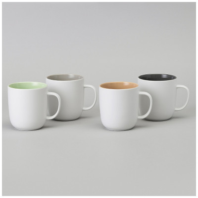 Набор кружек "VELOUR" 4 шт. 400 мл микс белый BRONCO 407-108-1