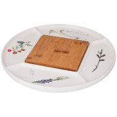 Менажница 5 секций "MEADOW" 32,5*32,5*2см с дерев. доской 15*15*1см (кор=8шт.) BRONCO 474-138