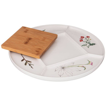 Менажница 5 секций "MEADOW" 32,5*32,5*2см с дерев. доской 15*15*1см (кор=8шт.) BRONCO 474-138-2