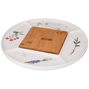 Менажница 5 секций "MEADOW" 32,5*32,5*2см с дерев. доской 15*15*1см (кор=8шт.) BRONCO 474-138