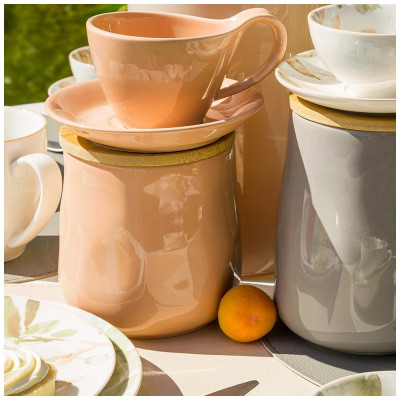 Банка для сыпучих "MEADOW" 15*12 см 1400 мл пудровая (кор=8шт.) BRONCO 474-161-1