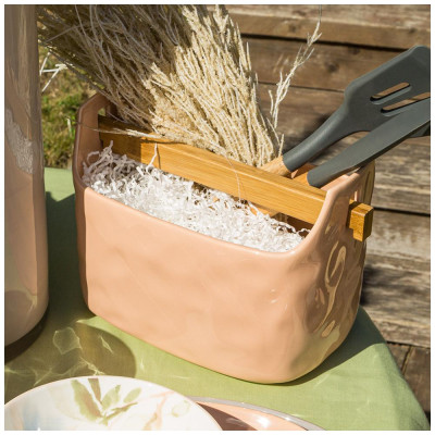 Подставка под кухонные принадлежности "MEADOW" 21,5*13,5*16,5 см пудровый (кор=12шт.) BRONCO 474-177-1