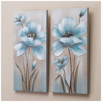 Комплект из 2-х картин "ГОЛУБОЙ ЦВЕТОК" 30х60х2,5 см (каждая) BRONCO 534-217-1