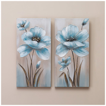 Комплект из 2-х картин "ГОЛУБОЙ ЦВЕТОК" 30х60х2,5 см (каждая) BRONCO 534-217