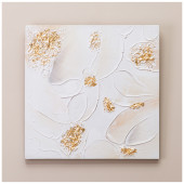 Картина "АБСТРАКЦИЯ ЗОЛОТО НА БЕЛОМ" 60х60х3 см BRONCO 534-219-2