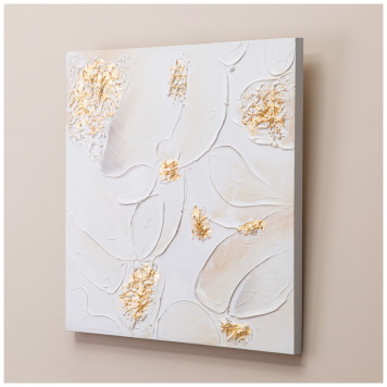 Картина "АБСТРАКЦИЯ ЗОЛОТО НА БЕЛОМ" 60х60х3 см BRONCO 534-219-2-1