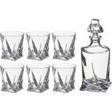 Набор для виски "КВАДРО" 7пр.: штоф+6 стаканов 850/340 мл. высота=27/10 см. (кор=3набор.) CRYSTAL BOHEMIA 669-138