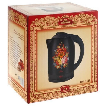 Чайник Добрыня DO-1219 цветы на черном-3