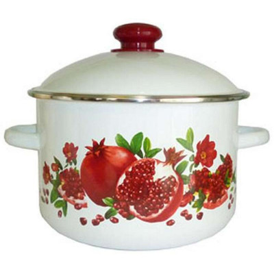 1MD181M-Г Кастрюля эмал. (3л, цилиндр) c ободком белая декар Гранатовый сок