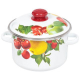 3MD181M-Э Кастрюля эмал. (3л, цилиндр) c ободком белая Эльза