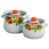 N10B62 Набор посуды эмал (4 предмета) Дары лета деколь на крушке кастрюли 4л, 5,5л