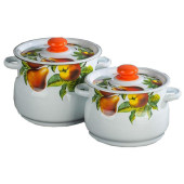 N10B62 Набор посуды эмал (4 предмета) Дары лета деколь на крушке кастрюли 4л, 5,5л