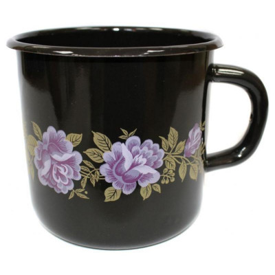 С0107.6 Кружка эмал. 1л декор черная