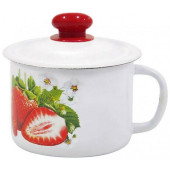 С0207.3*59 Кружка с крышкой эмал. 1л деколь Клубника садовая