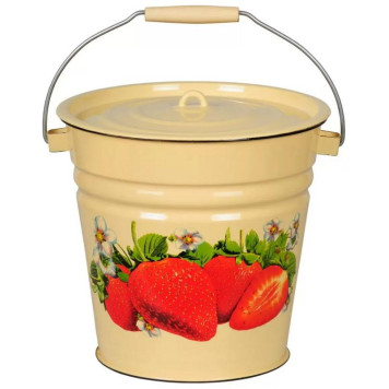 С1224.П Ведро 12л, эмалированное, с/крышкой декор палевое