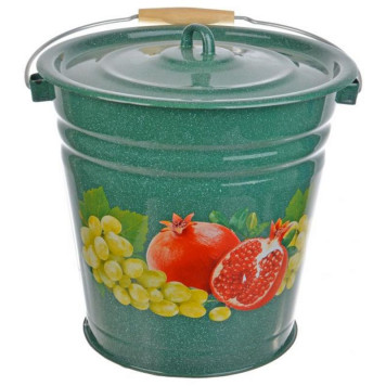 С1224.з*72 Ведро 12л, с/крышкой, эмал., декор Гранат, зеленый рябчик