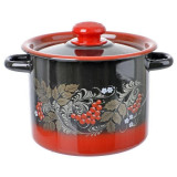 С1612.38 Кастрюля (3.5л, цилиндр) эмал., декор красно-черная