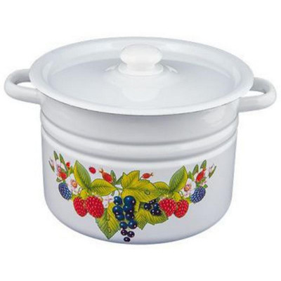 С1620.3 Кастрюля эмал. (8л, цилиндр) деколь с пласт. кнопкой