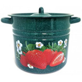 С1622.з*59 Кастрюля (9.0л, цилиндр) эмал., деколь Клубника садовая зеленый рябчик, с петлей С1622.з*59 Кастрюля (9.0л, цилиндр) эмал., деколь Клубника садовая зеленый рябчик, с петлей