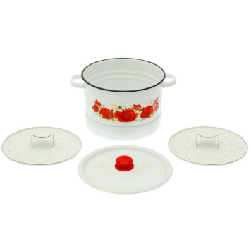 С1720.3 Мантоварка 7.5л эмал. деколь 2 вставки-1