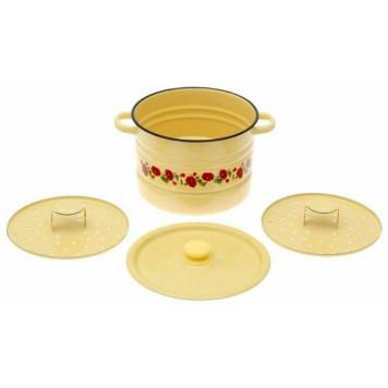 С1720.3П Позница-Мантоварка 7.5л эмал., деколь, 2 вставки, с пласт.кнопкой-1