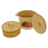 С1722.3П Позница-Мантоварка 9л эмал., палевая деколь, 3 вставки С1722.3П Позница-Мантоварка 9л эмал., палевая деколь, 3 вставки