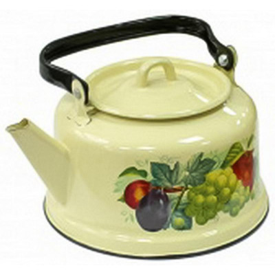 С2713.П*63 Чайник эмал. 3.5л палевый, деколь, Дар лета с петлей