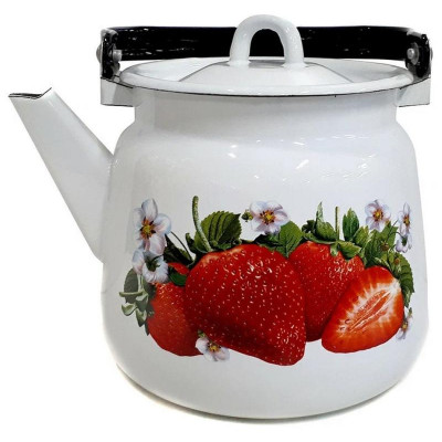 С2716*59 Чайник эм. 3.5л, Белый, с петлей, Клубника Садовая