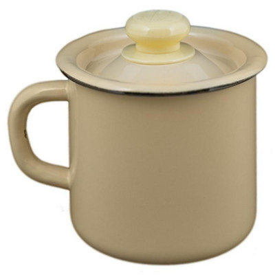 С40207.3П Кружка 1.0л эмалированная, с крышкой, палевая