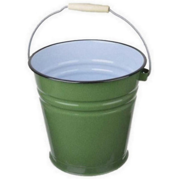 С41124.зСГ Ведро эмал. 12л б/крышки зеленый рябчик/серо-голубое