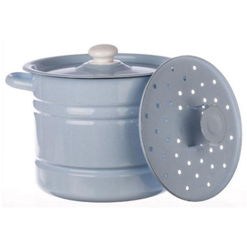 С41722.3СГ Позница-Мантоварка 9л эмал., серо-голубая, 3 вставки