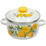 ЗМС181Р-Л Кастрюля (3.0л, сферическая) эмал., с ободком белая, декор Лимоны