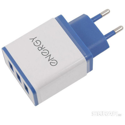 104292 Сетевое зарядное устройство Energy ET-34, 3 USB разъема, белый-1