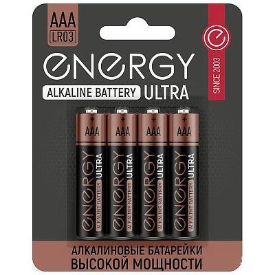 Батарейка алкалиновая Energy Ultra LR03/4B (AAA) (4шт на блистере) (104406)-1