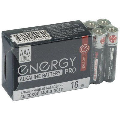 Батарейка алкалиновая Energy Pro LR03/16S (AAA) (16шт в спайке+коробка) (104977)-1