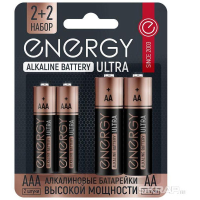 Батарейка алкалиновая Energy Power LR6+LR03/4B (AA+AAA) (4шт на блистере) (107045)