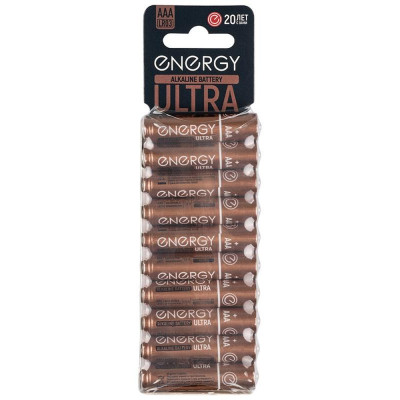 Батарейка алкалиновая Energy Ultra LR03/10KS (AAА) (10шт в термоусадке с подвесом) (107047)-1