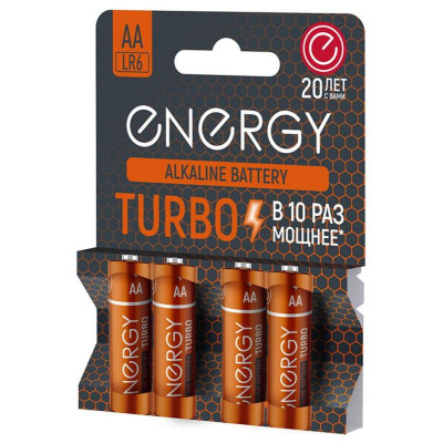 Батарейка алкалиновая Energy Turbo LR6/4B (AA) (4шт на блистере) (107051)